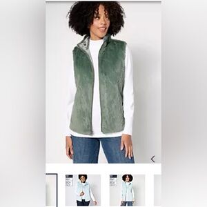 Studio Park - Women’s Faux Fur Vest- Sage Green Size Medium